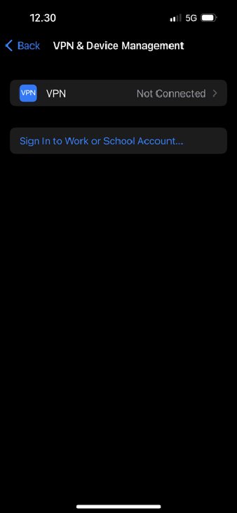 VPN & Device Management screen
