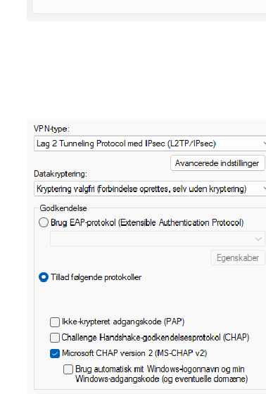 Security tab showing L2TP/IPSec and MS-CHAP v2 settings